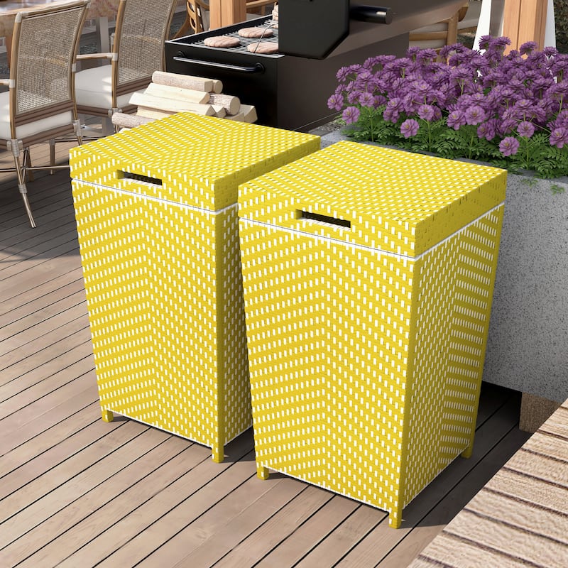 Courtnie Contemporary Wicker Trash Can by Furniture of America (Set of 2)