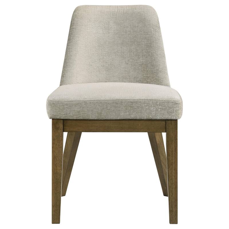 Givy Dining Armless Chair Set of 2, Tapered Legs, Oak Brown Wood, Tan