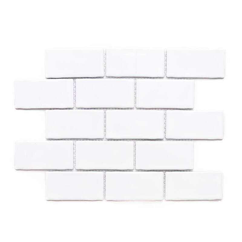 Metro 12x11 White Brick Porcelain Mosaic Backsplash Wall Tile