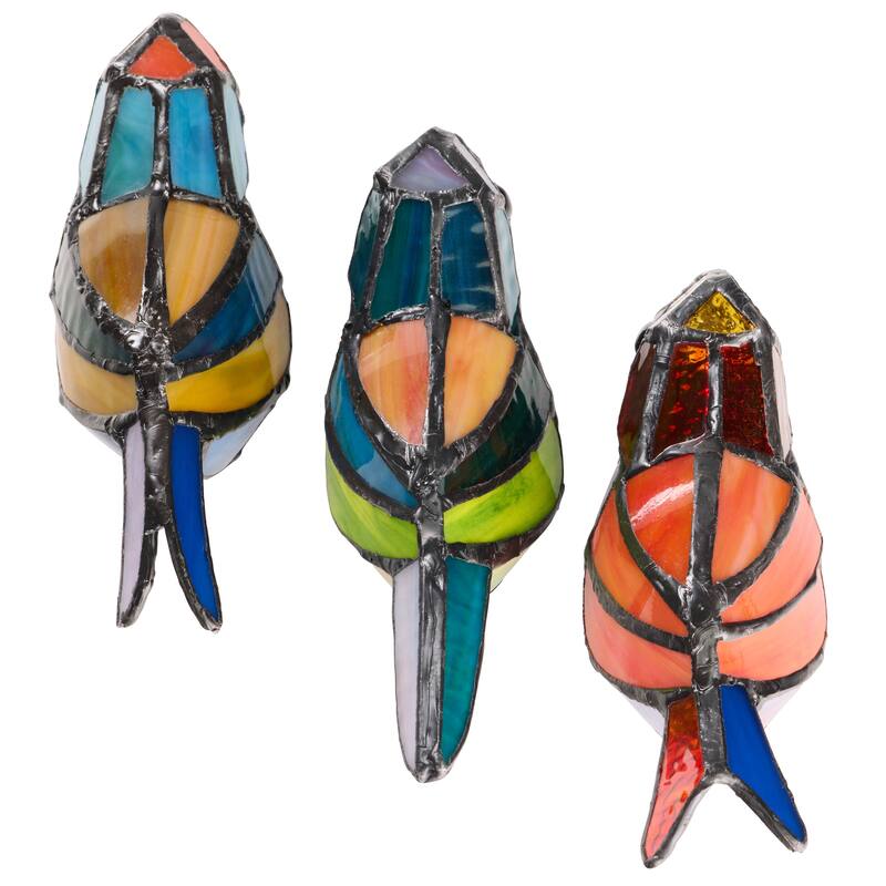 Sora River of Goods Bronze Polyresin and Stained Glass Novelty Bird Shade 15-Inch Table Lamp - 11.5" x 6.5" x15"