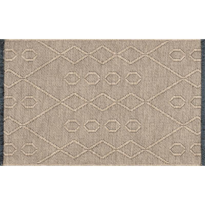 Alameda Solid Color Geometric Machine Washable Indoor Area Rug