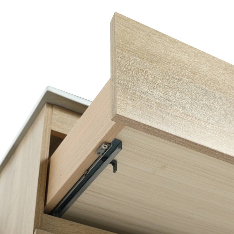 Vanity with Thick Edge Resin Sink, Soft-Close Drawers, Water-Resistant Melamine Surface (Sink and Cabinet Only)