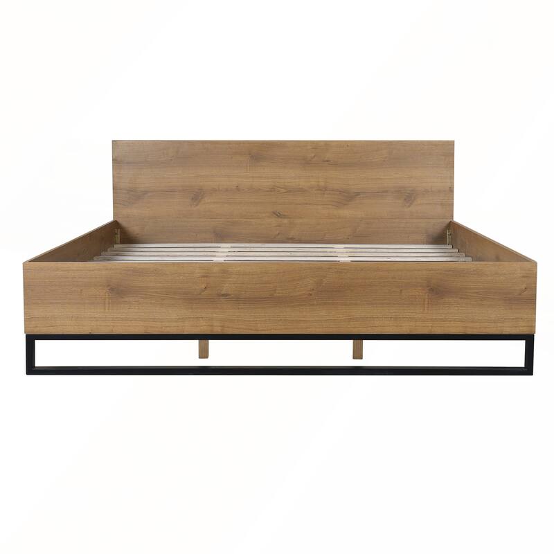 Modern Elegant Wood Metal Bed Frame