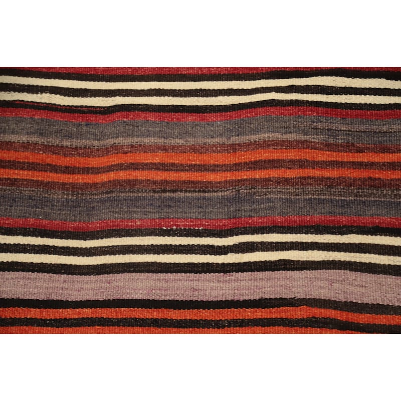 Hand Woven Oriental 100% Wool Carpet Southwestern Geometric Multi-Colored Kilim Area Rug - 10' 2'' X 4' 8''