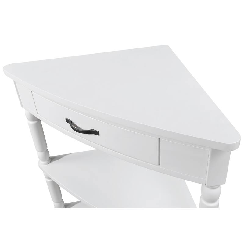 Wood Triangle Corner Side Table for Small Spaces Living Room