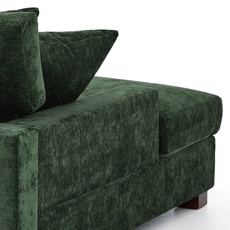 Oversized Chenille Modular Chaise Lounge With Deep Seat