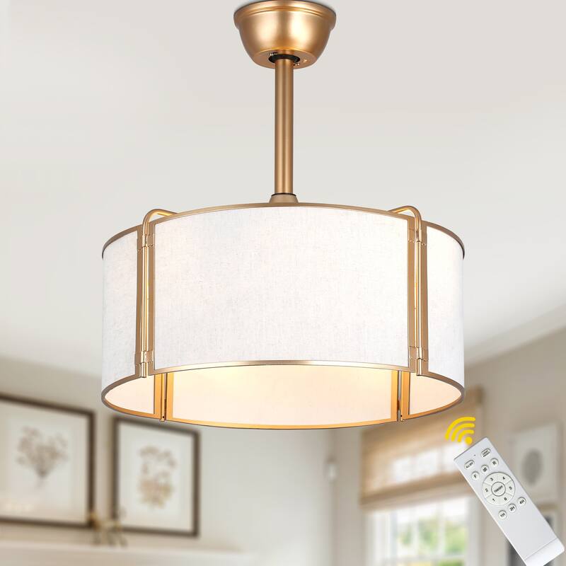 Bella Depot 19" Modern Caged Ceiling Fan with Light Kit and Remote Control 6-Speed Reversible DC Motor - 19”