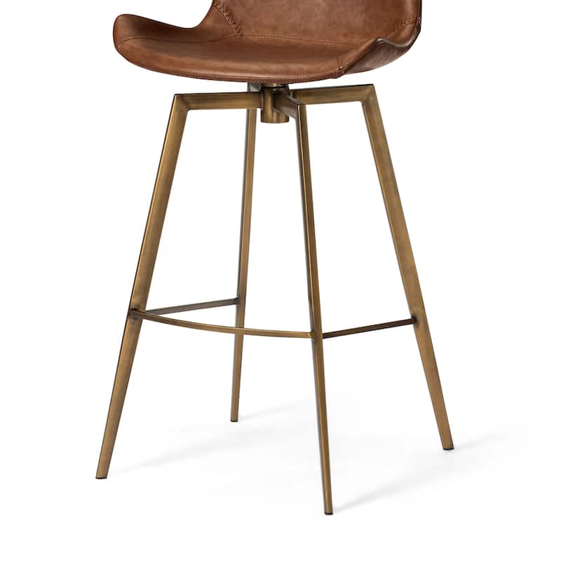 Maven Lane Victor Metal & Vegan Leather Kitchen Dining Stool