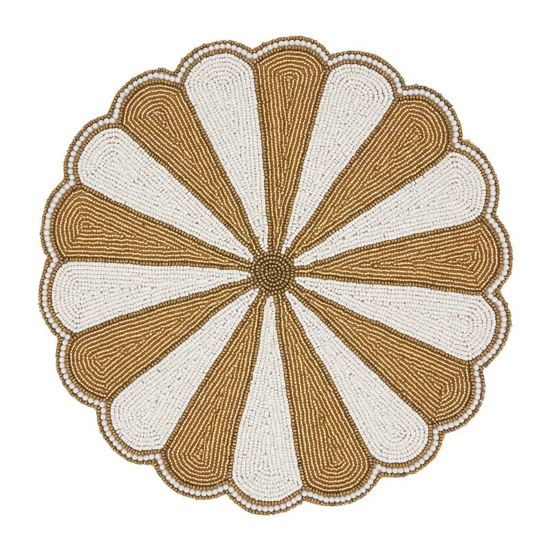 Elegant Beaded Pinwheel Placemat (Set of 4) - Set of 4 - Gold