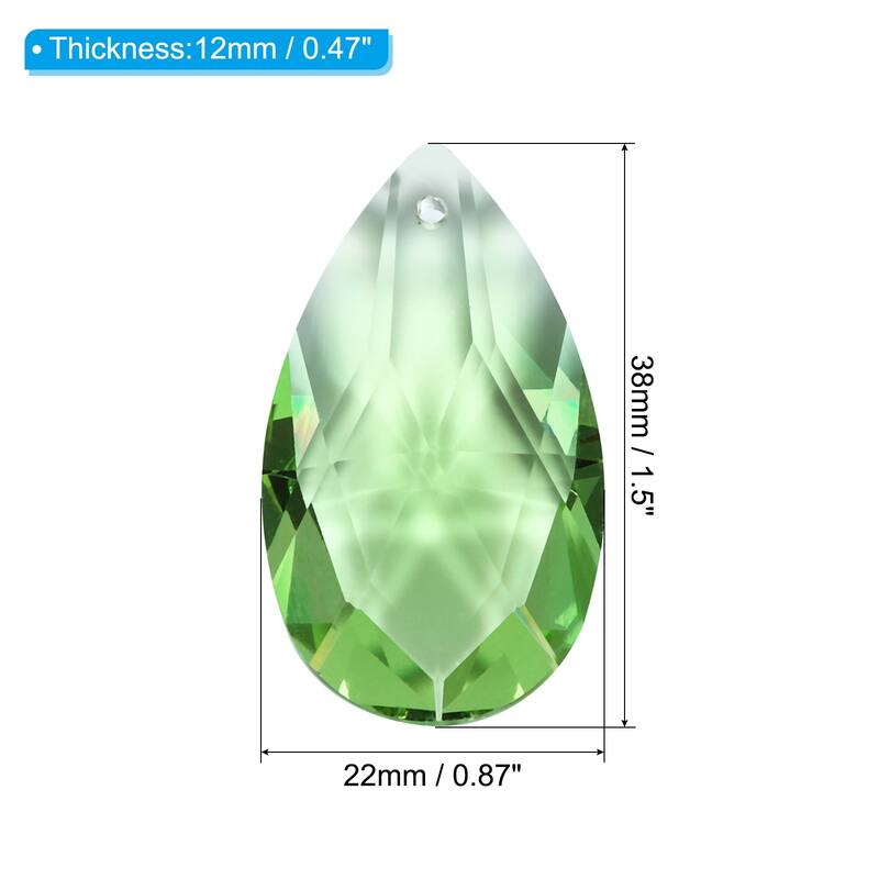 K9 Crystal Pendants Teardrop Beads, 10 Pack 38mm Chandelier Prisms DIY - Light Green