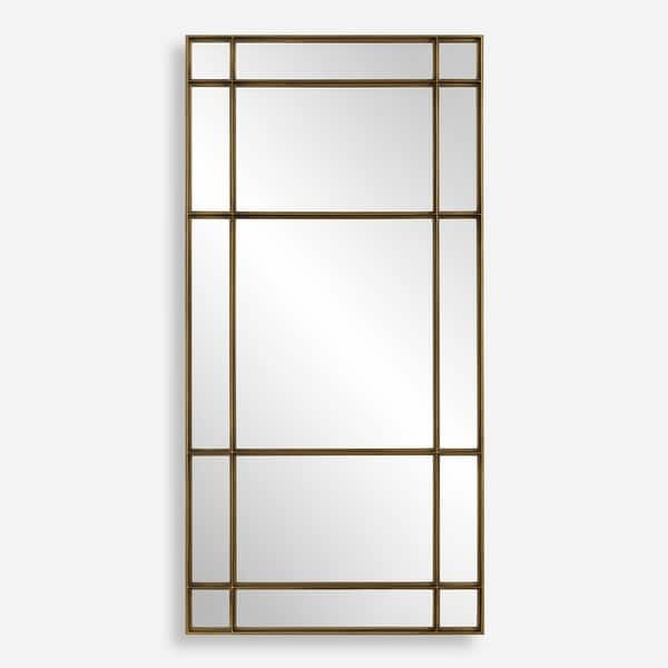 slide 2 of 8, Industrial Window Framed Rectangular Wall Mirror - 79.75" - Antique Gold