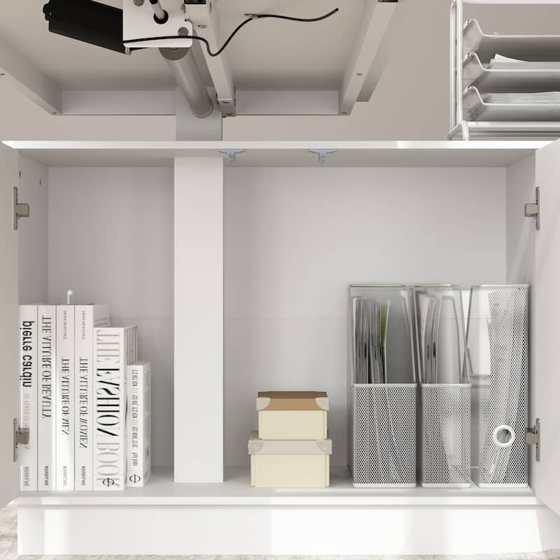 Height Adjustable Standing Desk with Storage Ergonomic Sit-Stand Workstation