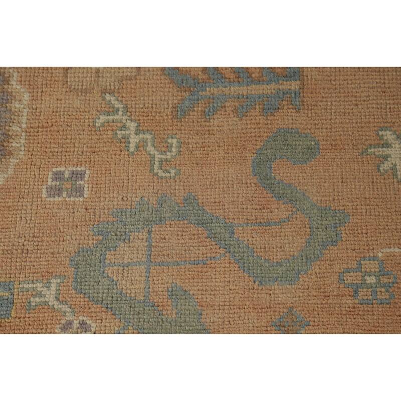 Hand Knotted Oriental 100% Wool Carpet Transitional All-Over Coral Oushak Area Rug - 10' 1'' X 8' 2''