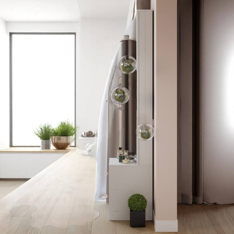 Simple Standing Mirror Cabinet with Storage Shelves, 63" Full-Length Mirror for Bedroom or Vanity Setup
