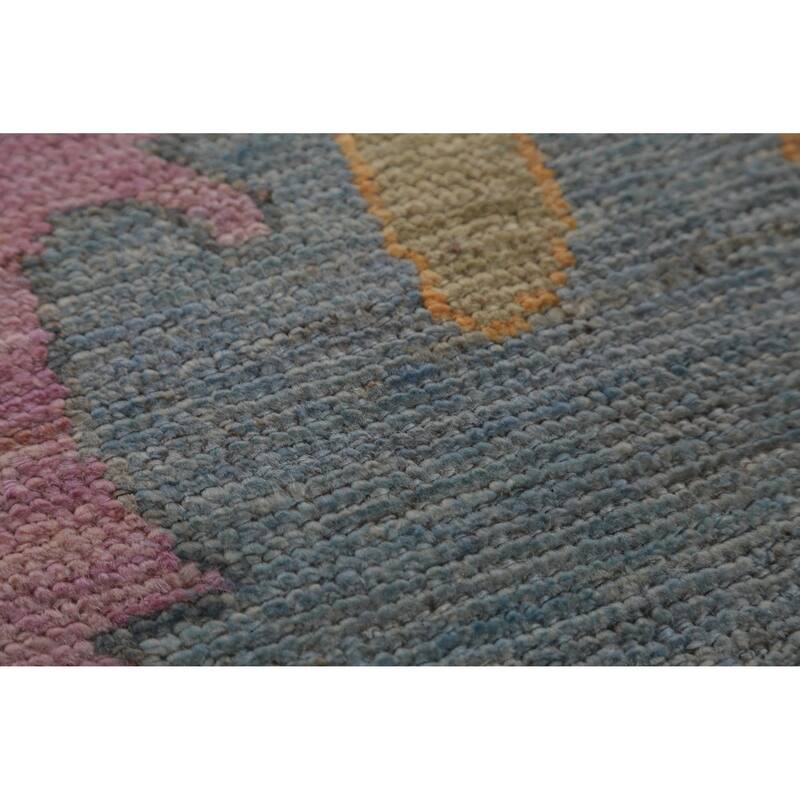 Hand Knotted Oriental 100% Wool Carpet Transitional All-Over Navy Blue & Blues Oushak Area Rug - 12' 9'' X 9' 1''