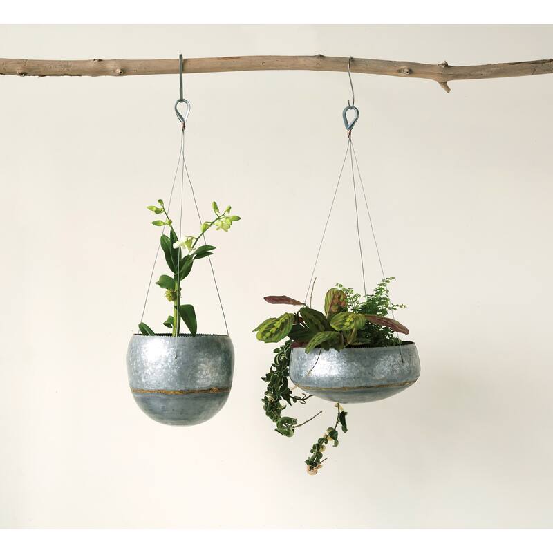 Grey & Gold Hanging Iron Planter