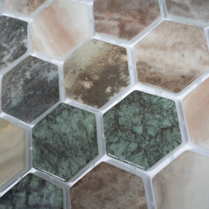 Lucenza 12x12 in. Green Beige Matte Recycled Glass Hexagon Mosaic Wall and Floor Tile (5.28 sq ft/case, 6-Pack)