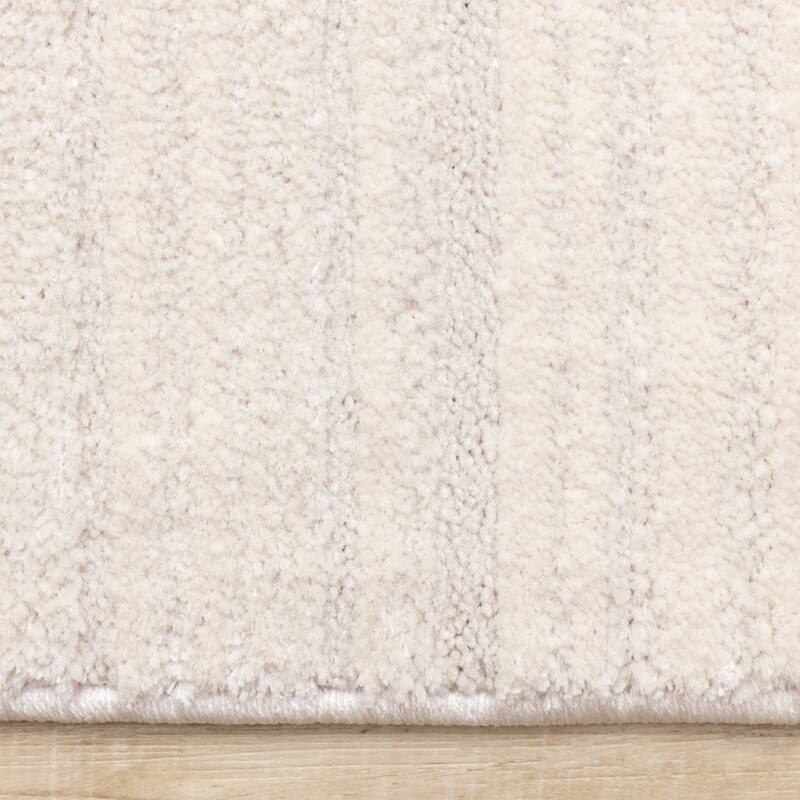 Ellie Collection - High-Low Textured Soft Polyester Beige Area Rug