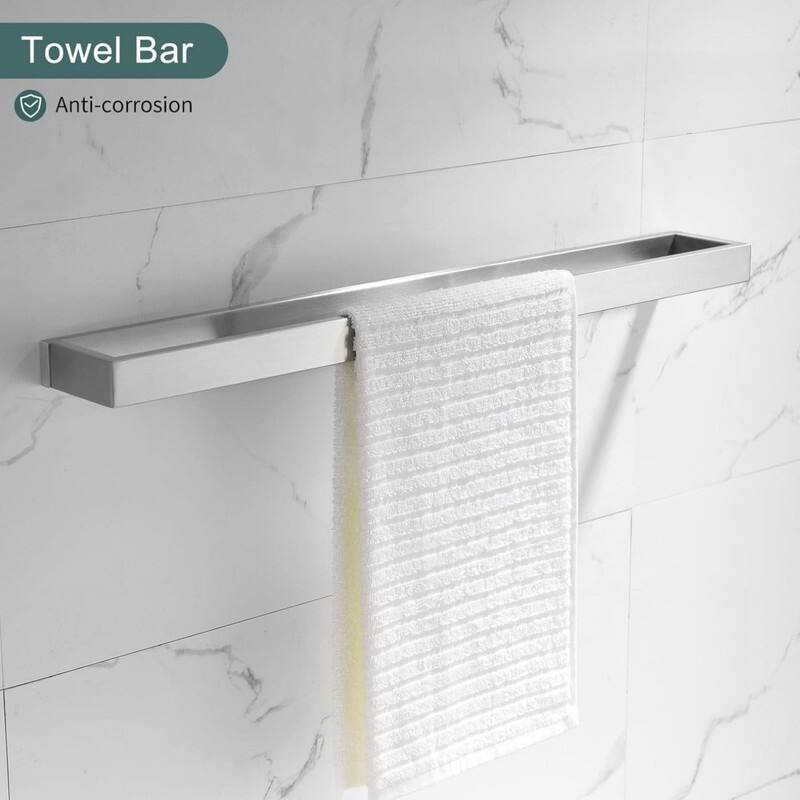 Wall Mounted Stainless Steel Bathroom Hardware Set, Polished Chrome Towel Bar Set