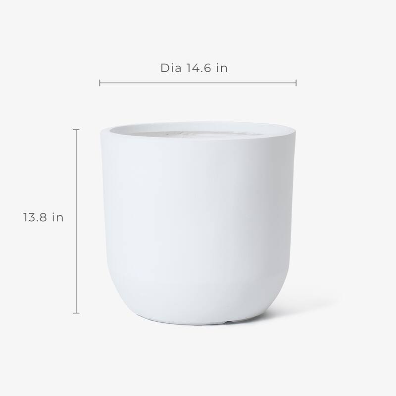 Round Smooth Finish Indoor/Outdoor MgO Planter, Single Planter for Indoors/Outdoors