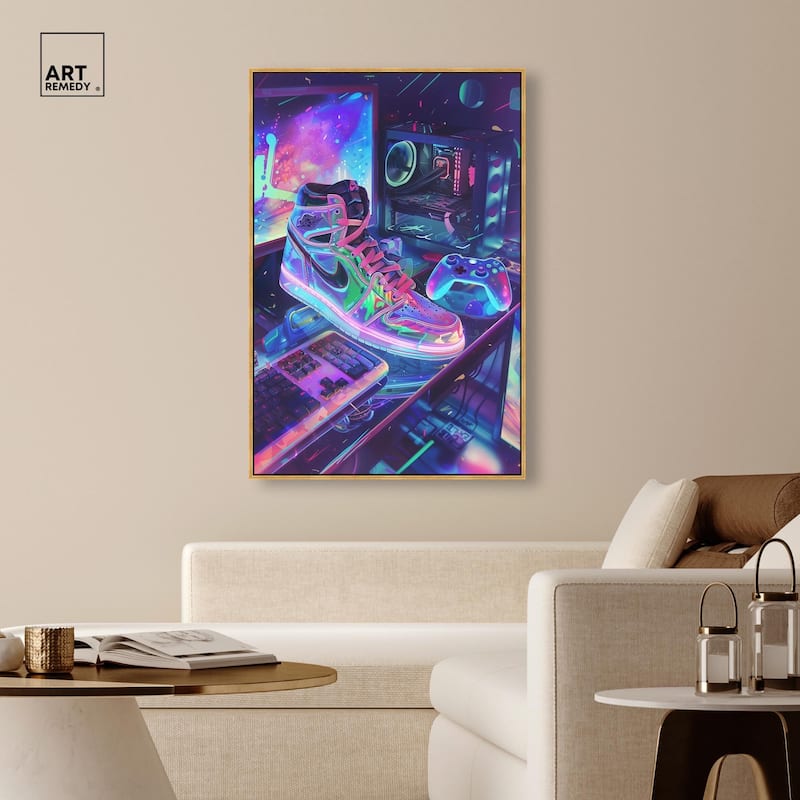 Neon Gaming Set Up Canvas by Art Remedy