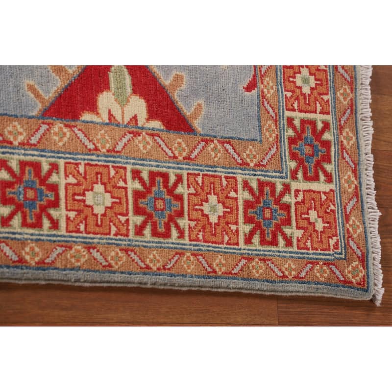 Blue Kazak Accent Rug Handmade Wool Carpet - 3'3"x 4'10"