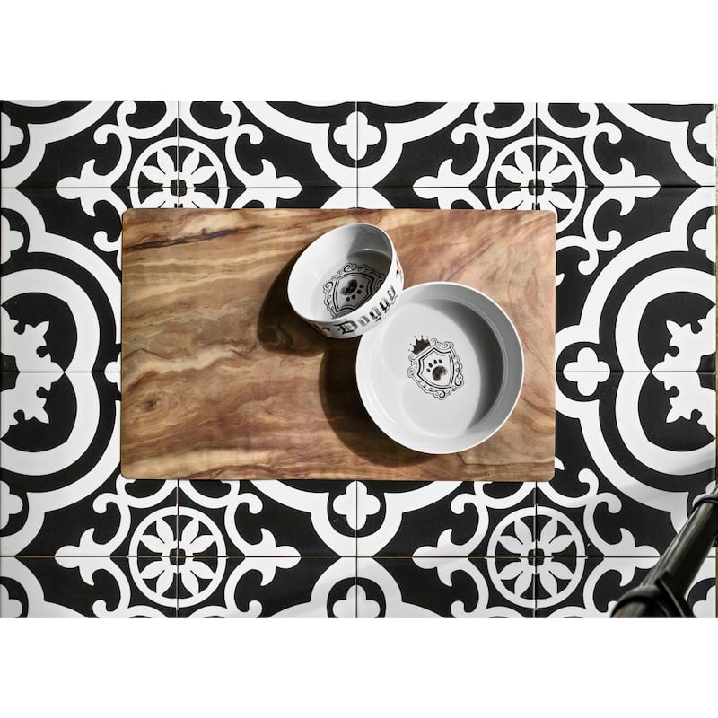 Abode Homewares Friendly Faces Planta Pet Bowl - White - Set of 2