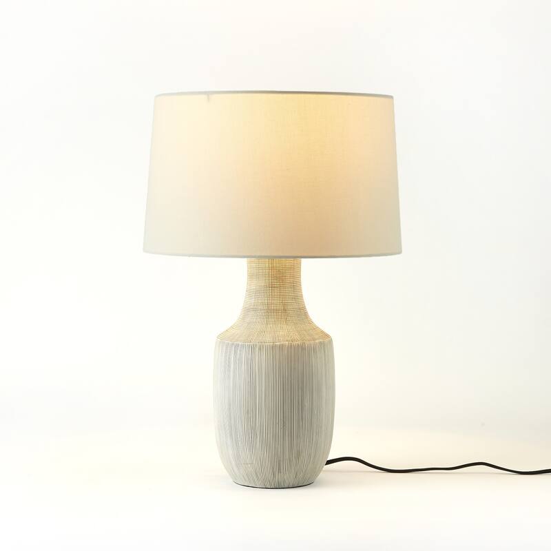 Ophelia Table Lamp-Black & White Grid Porcelain Ceramic