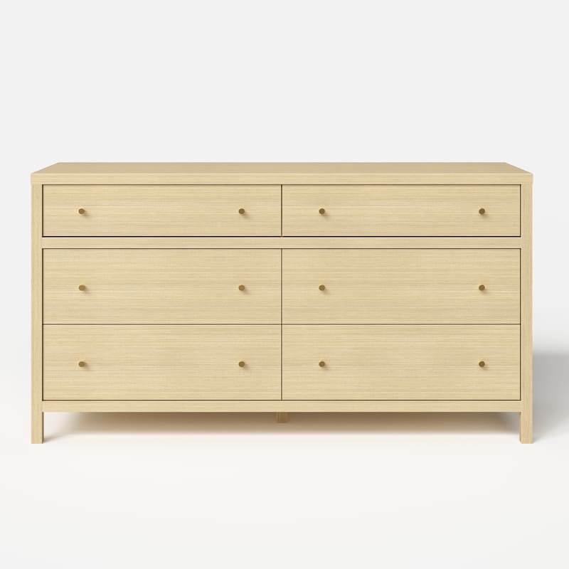 63” Solid Wood 6 Drawer Dresser – Semi-Assembled Modern Farmhouse Wide Chest with Soft-Close Undermount Slides