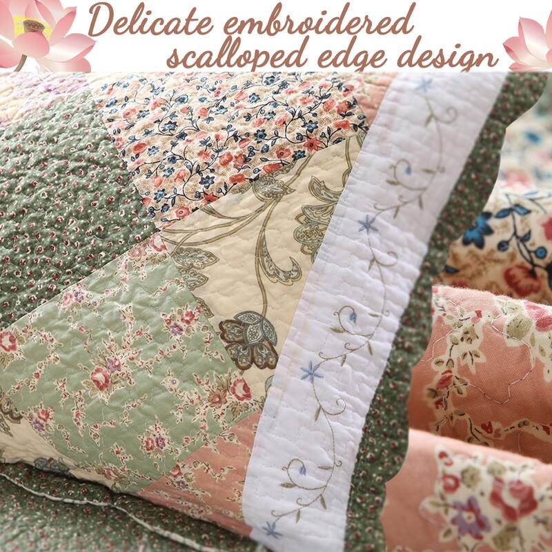 The Green Barn Cypress Ridge Forest Floral Patchwork 3-piece Quilt Bedding Set