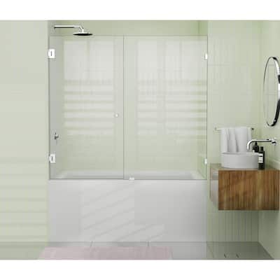 Glass Warehouse 58.25" x 60" Frameless Shower Bath Door - Wall Hinge