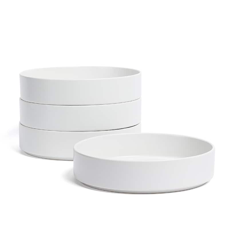 over&back Stackable 40oz Semi-Matte Stoneware Dinner Bowls - White