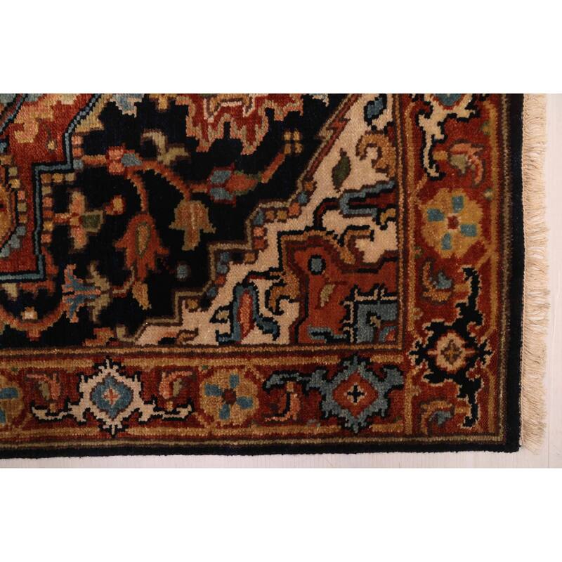ECARPETGALLERY Hand-knotted Jules Sultane Dark Navy Wool Rug - 2'7 x 11'8