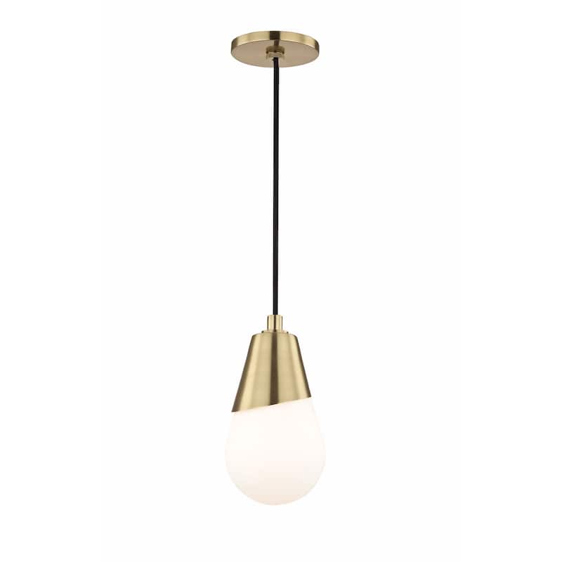 Mitzi by Hudson Valley Cora 1-light Aged Brass Pendant, Opal Etched Glass
