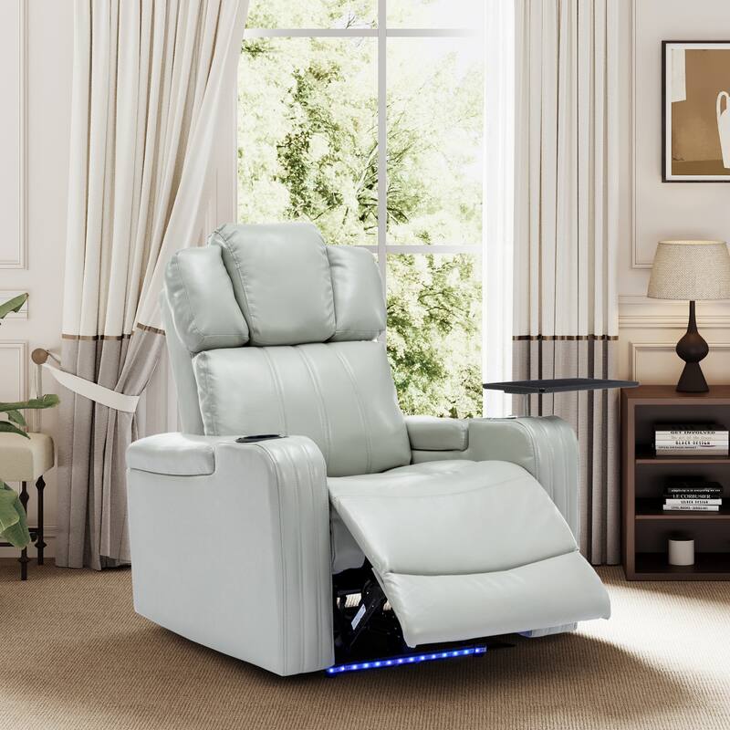 Power Recliner Individual Seat Home Theater Recliner with Cooling Cup Holder, Bluetooth Speaker, LED Lights, USB Ports