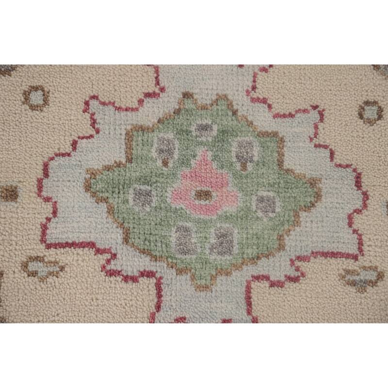 Gray Floral Oushak Area Rug Hand-Knotted Wool Carpet - 8'8"x 11'10"