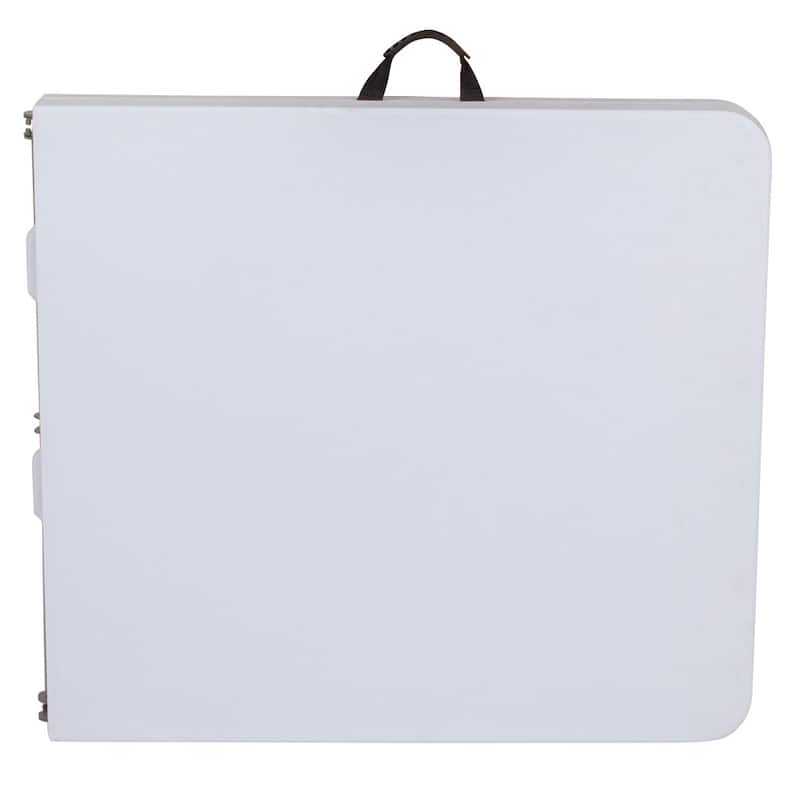 30"W x 60"L Adjustable Bi-Fold Granite White Plastic Table with Carrying Handle