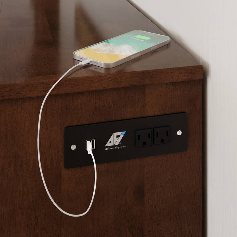 Marion Queen Murphy Bed Chest with 6" Mattress, Storage Drawer & Built-In Charger