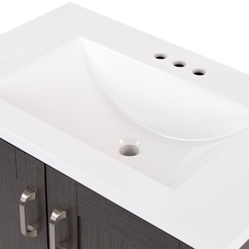 Spring Mill Cabinets Noelani 30" Bathroom Vanity With 2-Door Cabinet, Drawer, and White Sink Top