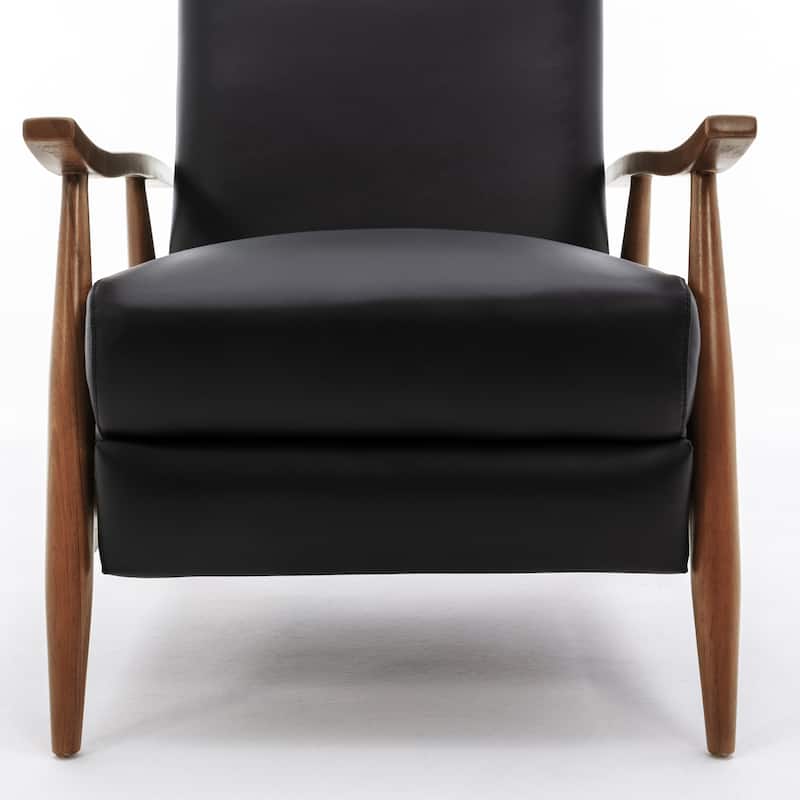 Fordham Top Grain Leather Wood Arm Push Back Recliner by Greyson Living