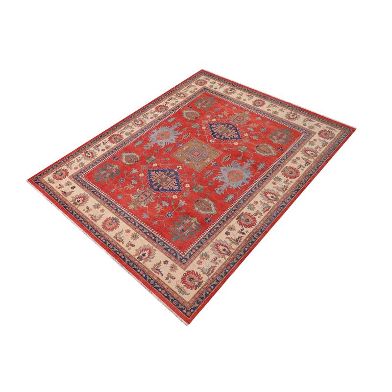 Tribal Kazak Isai Red/Beige Wool Rug - 10'2'' x 13'11''