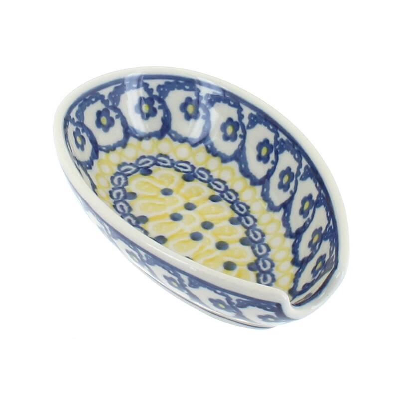Blue Rose Polish Pottery 381 Ceramika Artystyczna Small Spoon Rest - Saffron