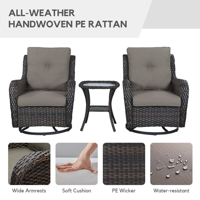 Gymojoy Patio Swivel Rocking Chair Coffee Table Set
