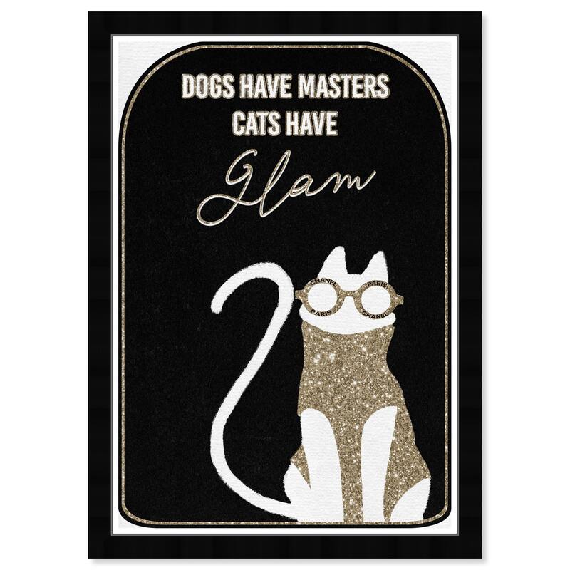 Wynwood Studio 'Cats Have Glam' Animals Gold Wall Art Framed Print