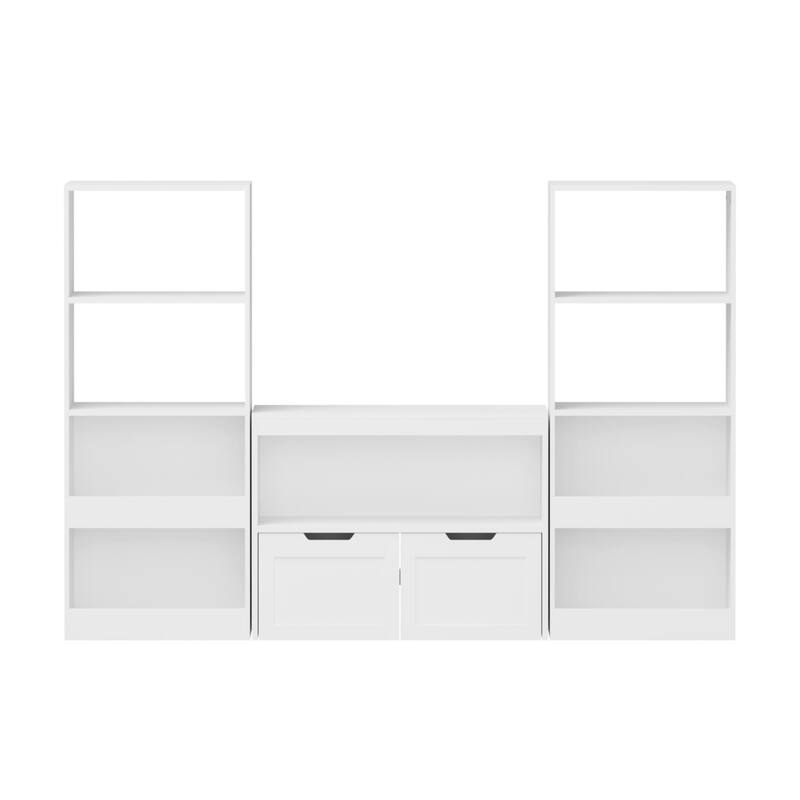 Anmytek White Storage Cabinet with Doors and Shelf Toy Organizer for Playroom and Bedroom