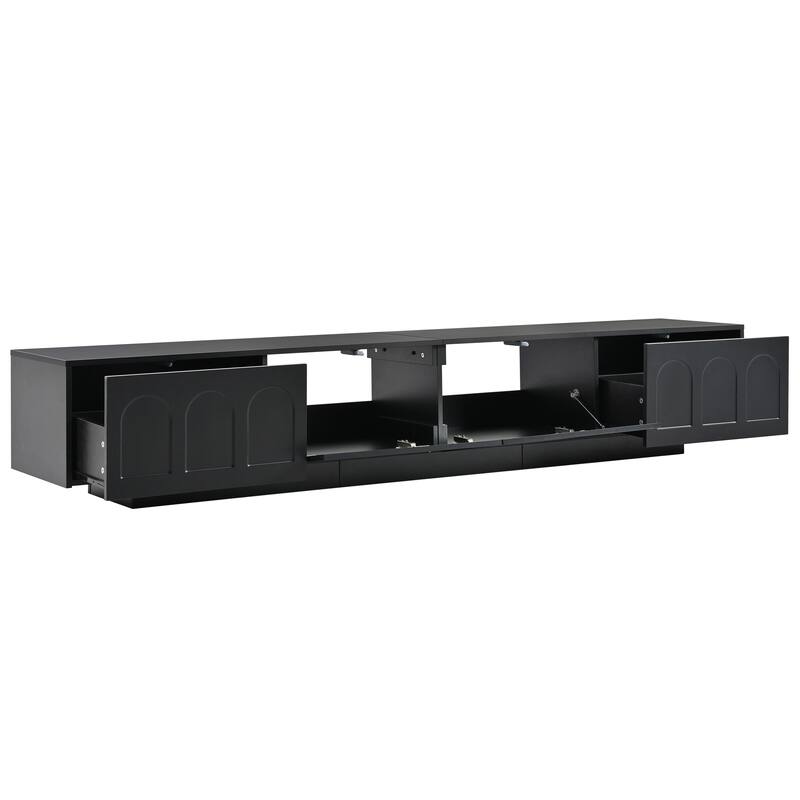 ​​​​Modern Geometric TV Stand with 2 Drawers and 2 Storage Cabinets for Home Theater and Living Room