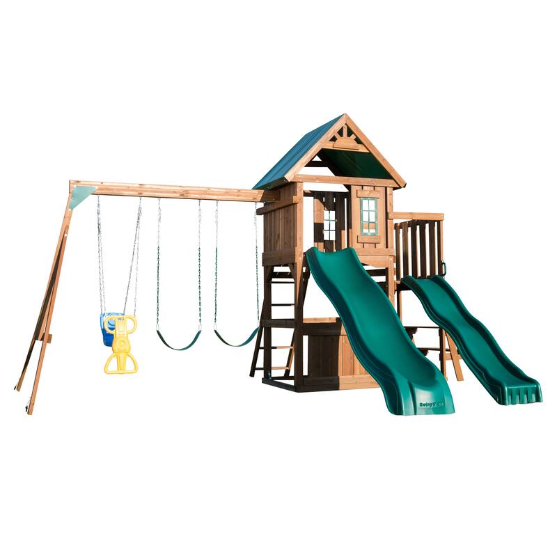 Swing-N-Slide Willows Peak Deluxe Wood Outdoor Swing Set