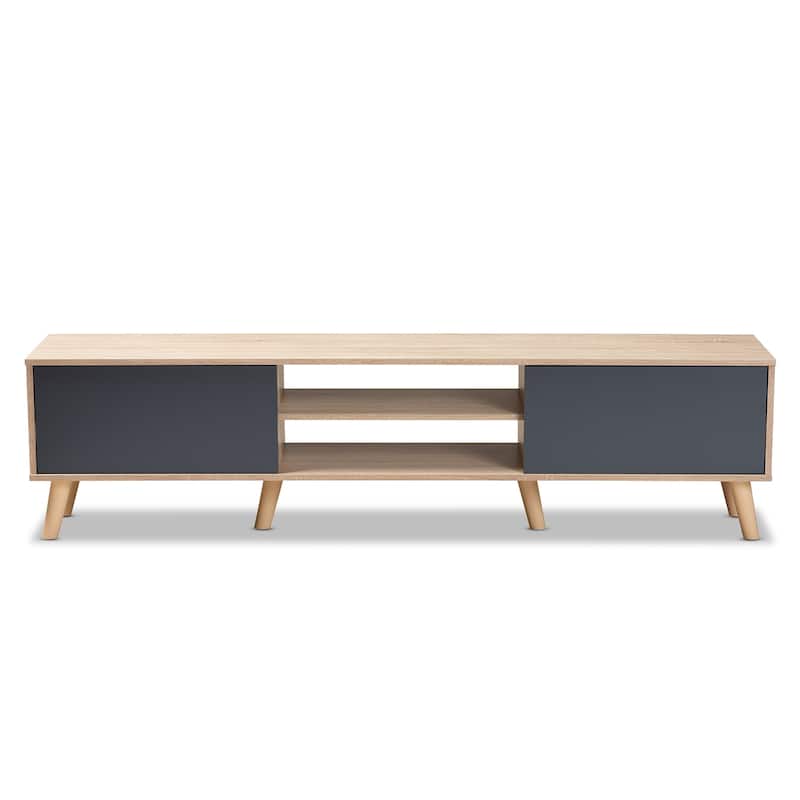 Clapton Two-Tone Grey and Oak Brown Finished Wood TV Stand