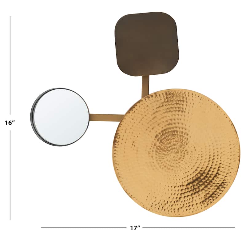 SAFAVIEH Olosa 17 x 16-inch Metal Wall Decor with Mirror & Light - 17 in. W x 4 in. D x 16 in. H