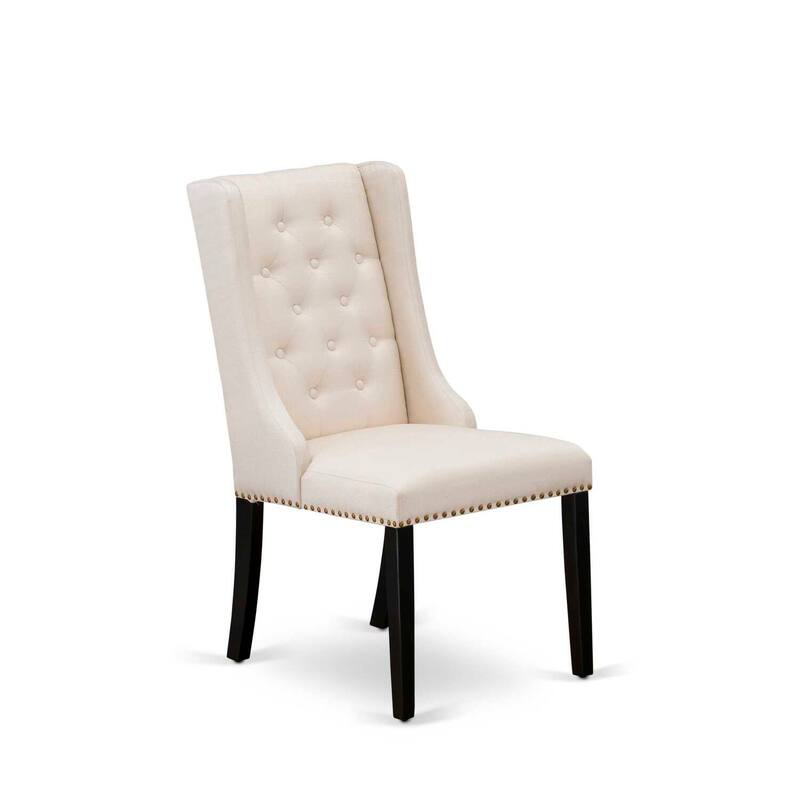 Parson Dining Chairs Set of 2 - Linen Fabric Upholstered Chairs with Nailhead Trim